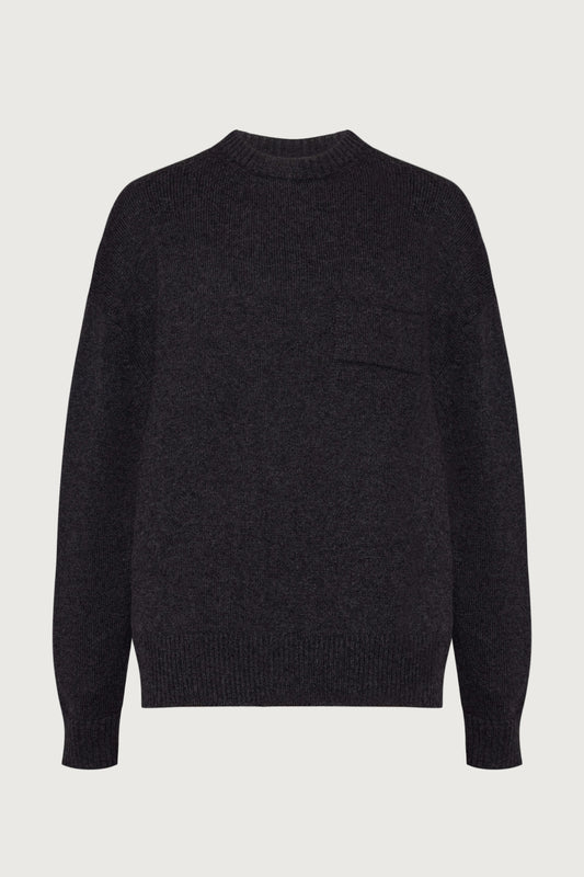 Johnstons of Elgin AW24 Unisex Knitwear Charcoal Unisex Oversized Cashmere Sweater KAA05310HA7165