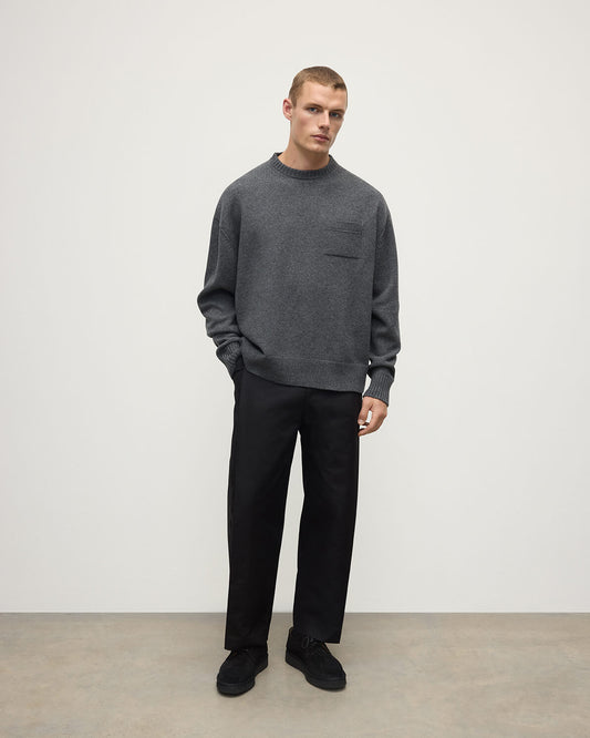 Johnstons of Elgin men's mid grey cashmere jumper KAA05310HA4181