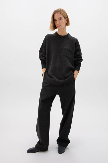 Johnstons of Elgin AW24 Unisex Knitwear Charcoal Unisex Oversized Cashmere Sweater KAA05310HA7165