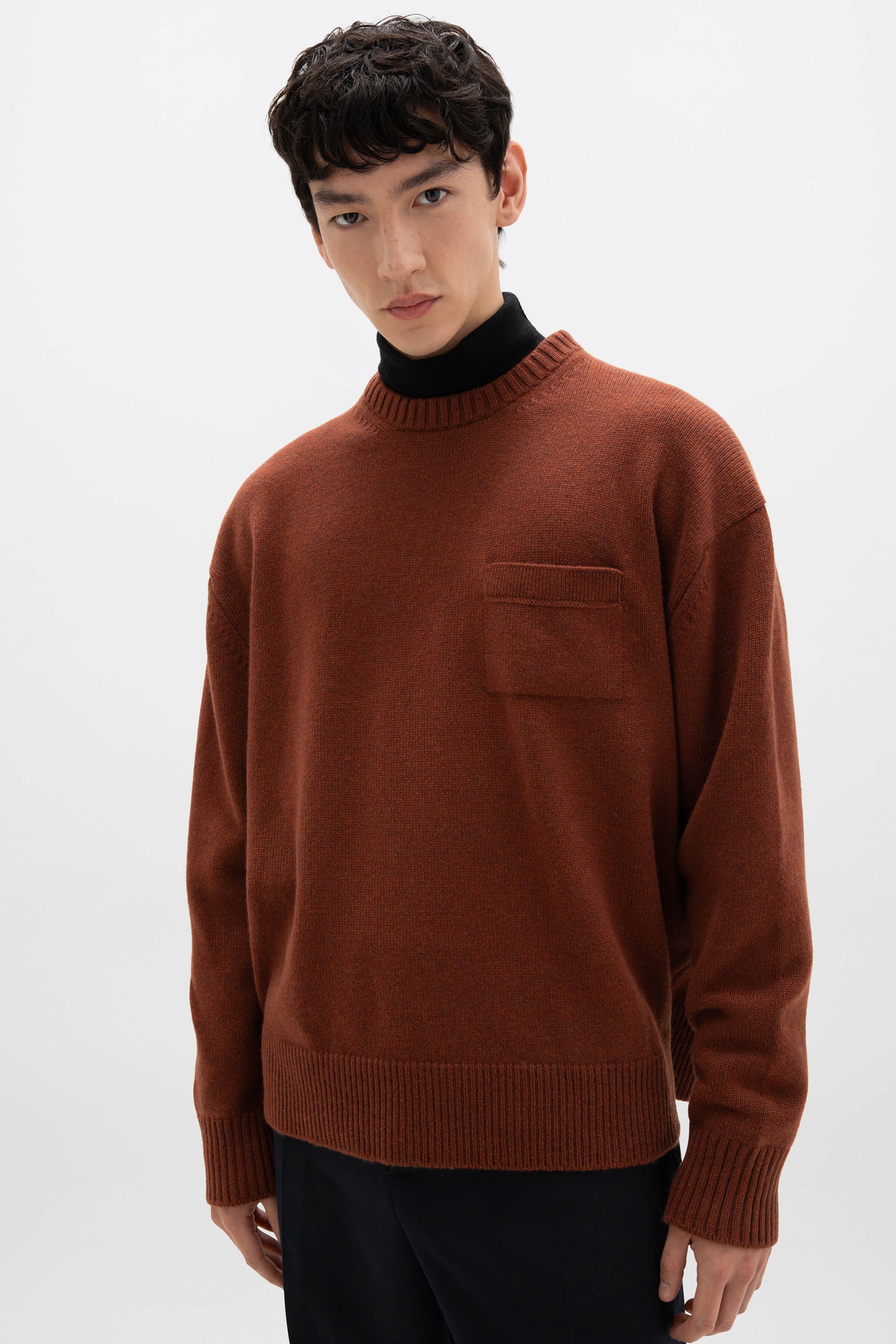 Johnstons of Elgin AW24 Unisex Knitwear Russet Unisex Oversized Cashmere Sweater KAA05310HE7051