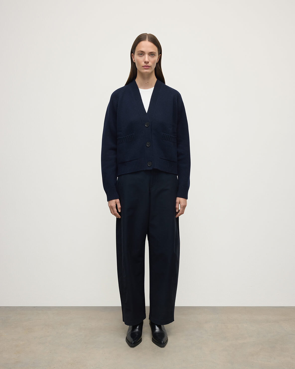 Relaxed Fit Dark Cashmere Cardigan