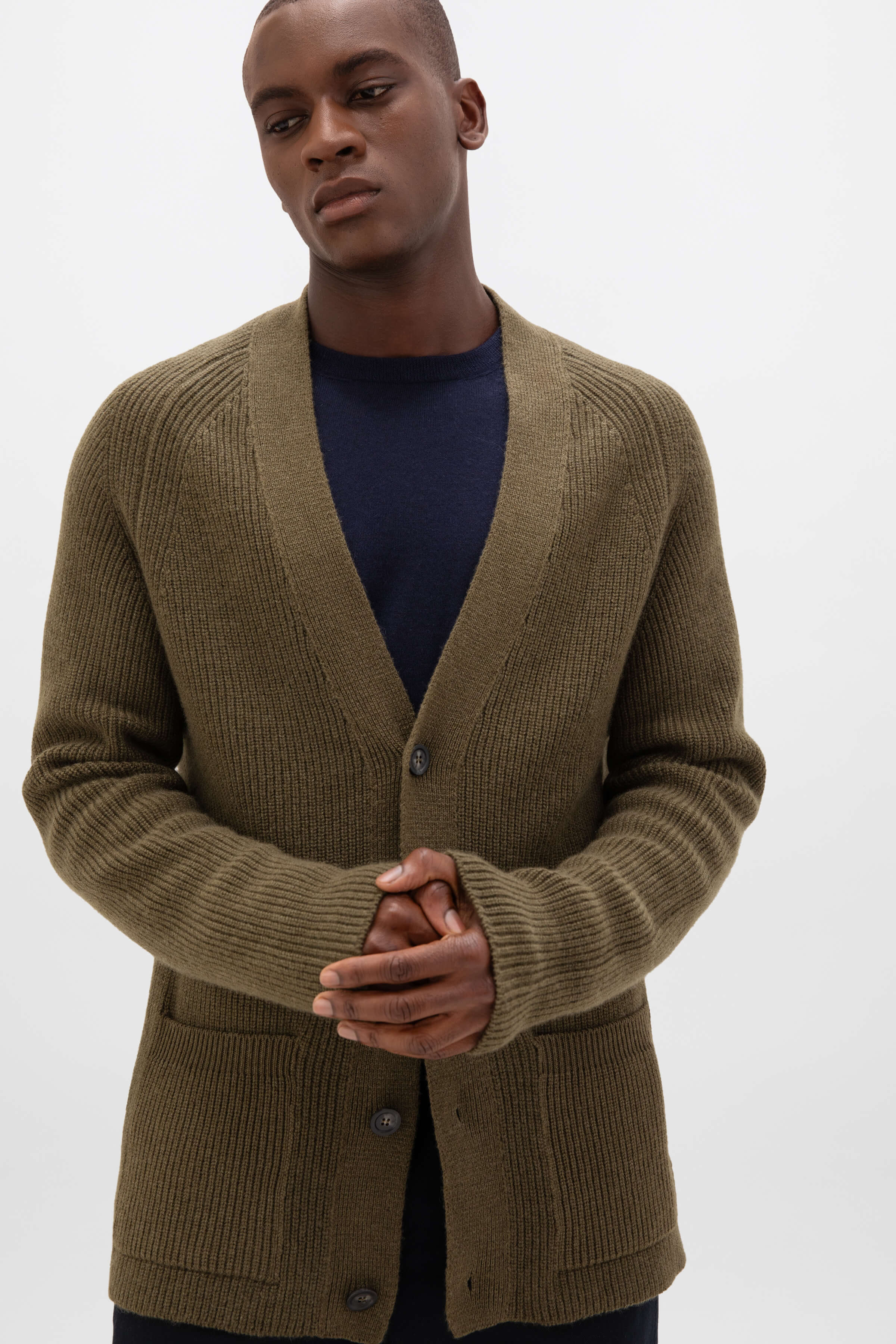 Green cashmere cardigan hotsell