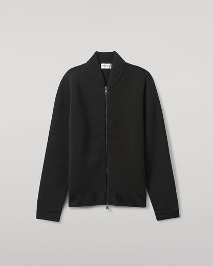 Johnstons of Elgin AW25 Men's Knitwear Black Milano Ribbed Zip Black Cashmere Cardigan KAA05443SC7330