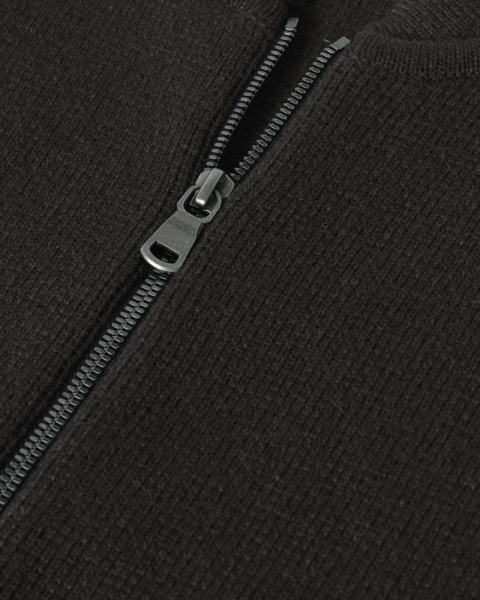 Johnstons of Elgin AW25 Men's Knitwear Black Milano Ribbed Zip Black Cashmere Cardigan KAA05443SC7330