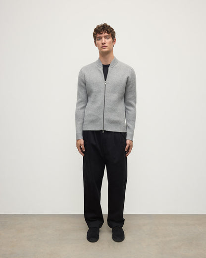 Cashmere Milano Stitch Light Grey Zip Jacket