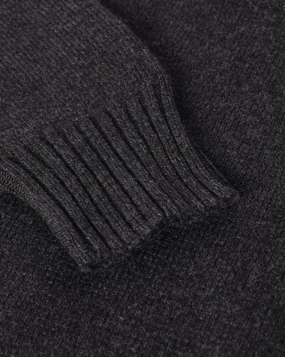 Johnstons of Elgin AW25 Women's Knitwear Charcoal Cropped Milano Grey Cashmere Jumper close up KAA05488HA7165