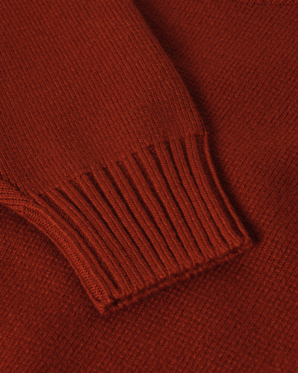 Johnstons of Elgin AW25 Women's Knitwear Oxblood Cropped Milano Red Cashmere Jumper close up KAA05488SG4463
