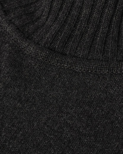 Johnstons of Elgin AW25 Women's Knitwear Charcoal High Neck Grey Cashmere Jumper close up KAA05585HA7165