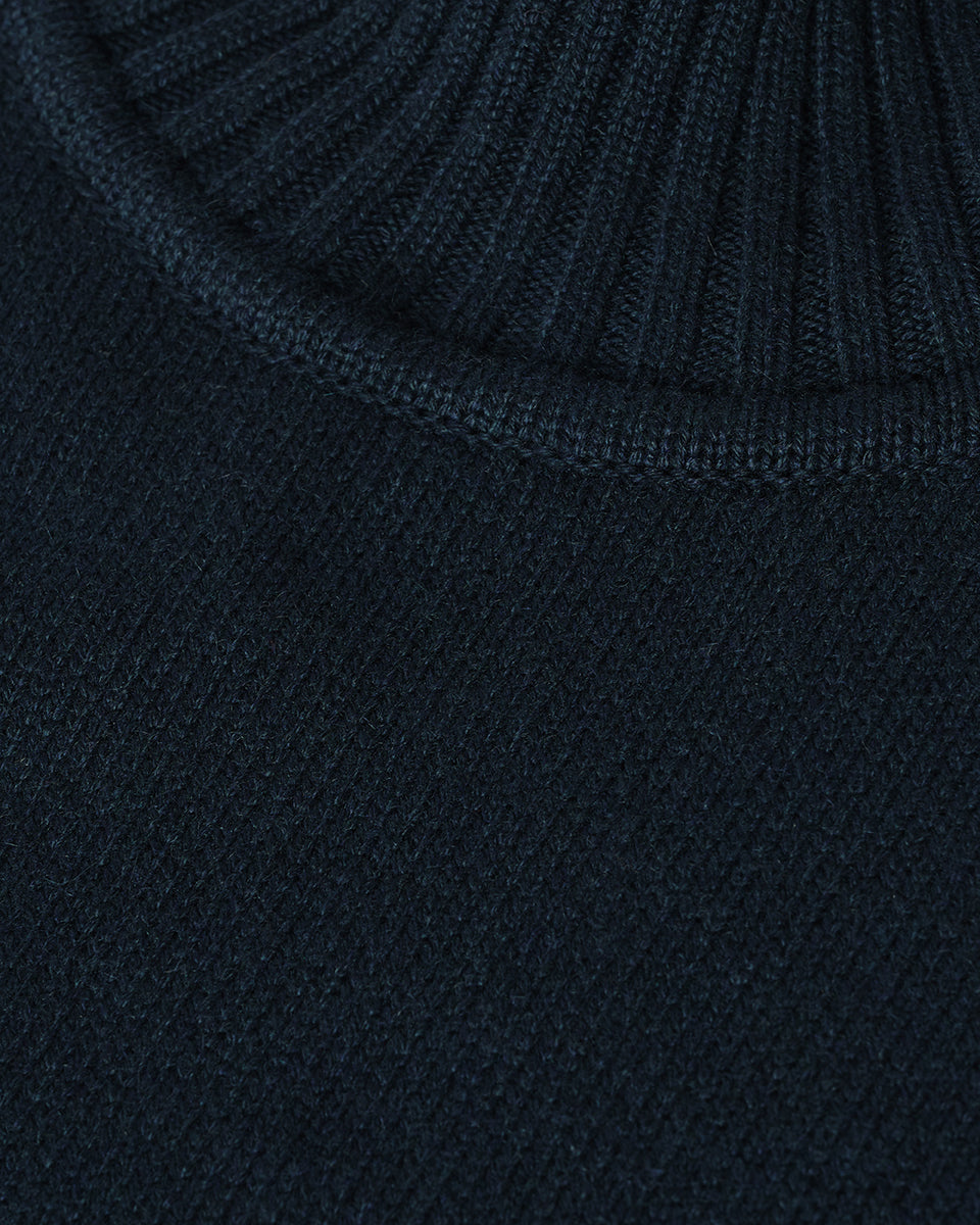 Johnstons of Elgin AW25 Women's Knitwear Bottle Green High Neck Green Cashmere Jumper close up KAA05585SC7341