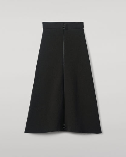  Johnstons of Elgin AW25 Women's Knitwear Iron A-Line Milano Grey Cashmere Skirt Back View KAA05600SC7330