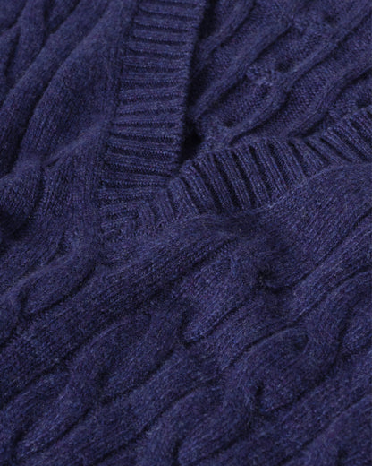 JOHNSTONS OF ELGIN WOMENS KYLESKU DEEP VEE SWEATER BLUE KAA05728HD4490