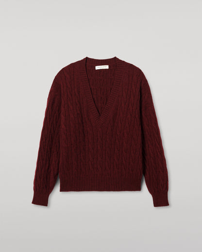 WOMENS KYLESKU DEEP VEE SWEATER RED FROM JOHNSTONS OF ELGIN KAA05728HE7068