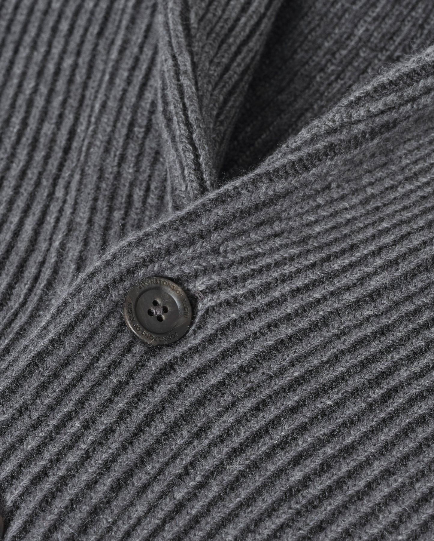 JOHNSTONS OF ELGIN PIONEER SHAWL CARDIGAN CASHMERE RIBBED OMBRE SHAWL COLLAR CARDIGAN - 6 PLY GREY 100% CASHMERE KAA05750Q26318