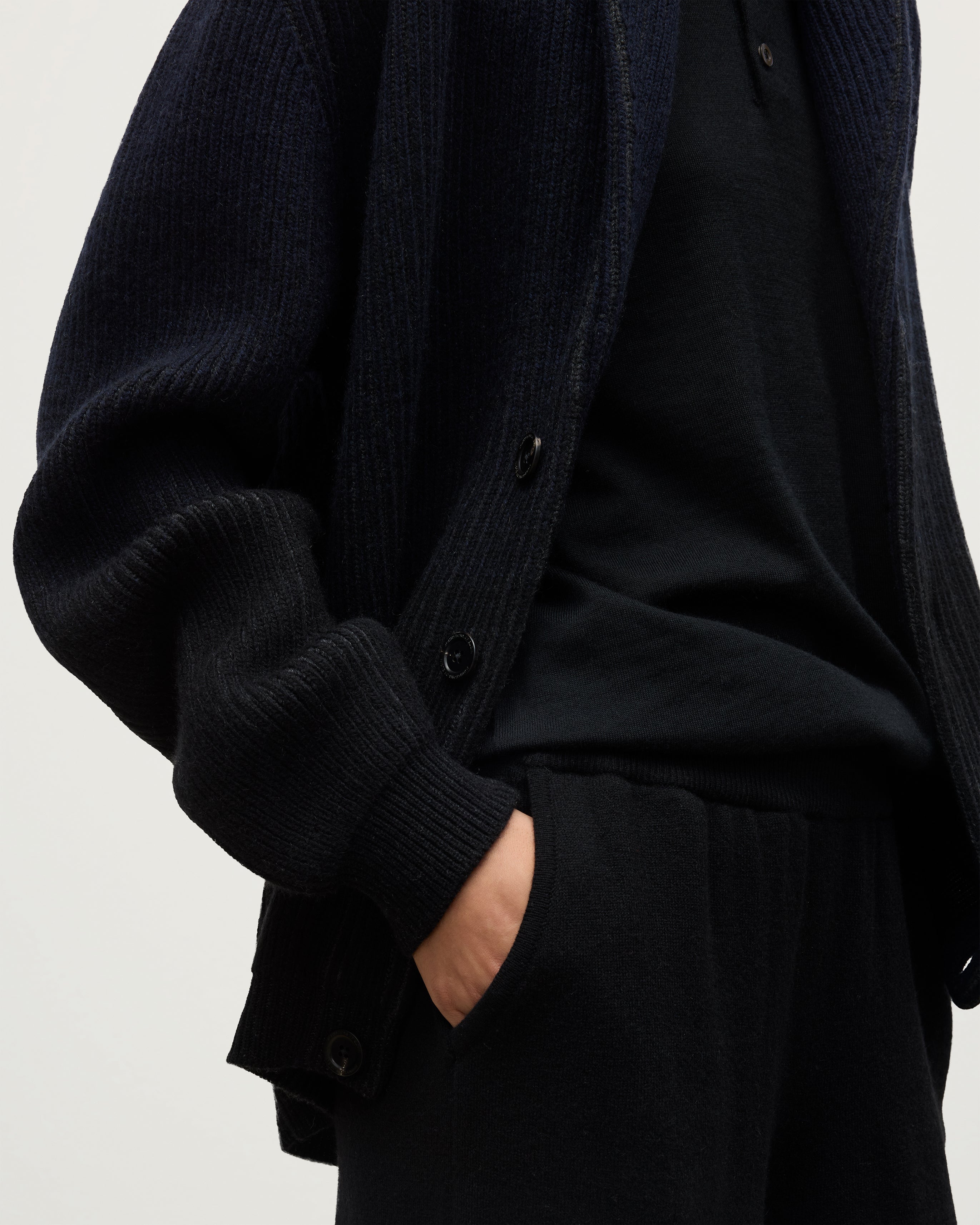 Pioneer Black Shawl Collar Cashmere Cardigan | Luxury Knitwear