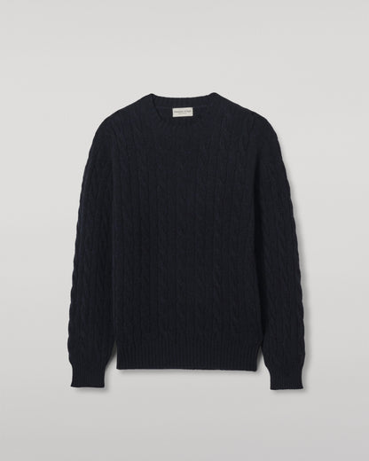 JOHNSTONS OF ELGIN MENS CALDER CREW SWEATER DARK BLUE 100% CASHMERE KAA05754HD7347