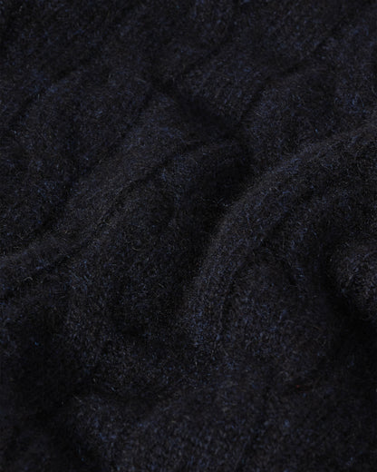 Johnstons of Elgin Men's 100% Cashmere Cable Sweater in Ink Blue KAA05754HD7347