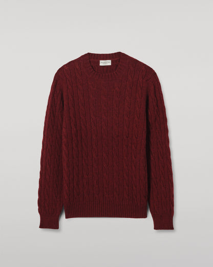 Johnstons of Elgin Men's 100% Cashmere Cable Sweater in Deep RedKAA05754HE7068