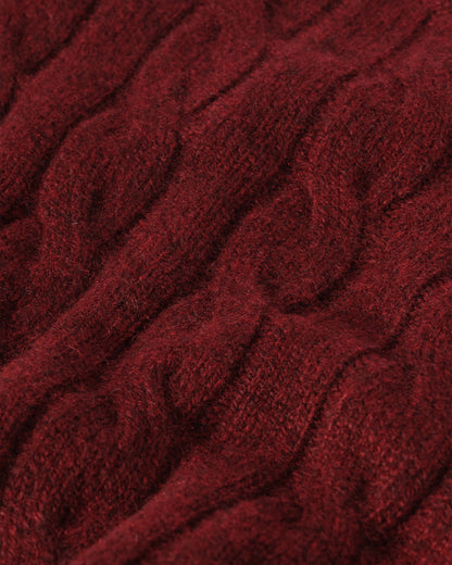 Johnstons of Elgin Men's 100% Cashmere Cable Sweater in Deep RedKAA05754HE7068