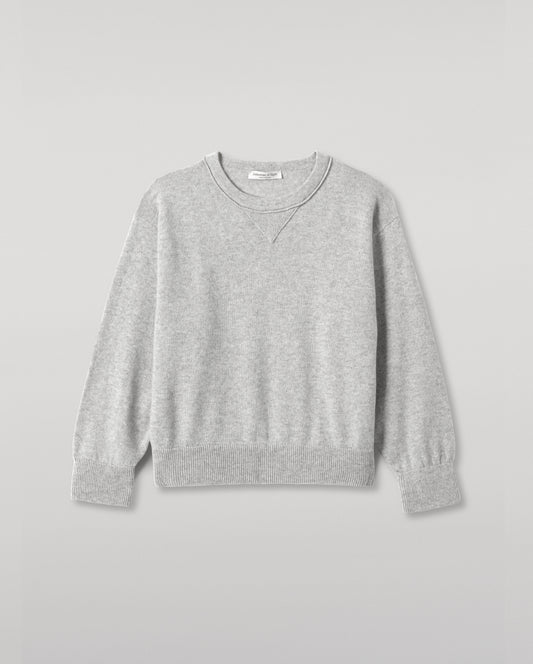 JOHNSTON OF ELGIN WOMENS STELLA SWEATSHIRT GREY 100% CASHMERE WITH NAVY BEANIE KAA05770HA0399