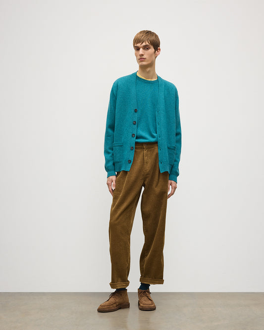 JOHNSTONS OF ELGIN REDPATH VEE NECK CARDIGAN CASHMERE VEE NECK CARDIGAN - 4 PLY GREEN 100% CASHMERE KAA05962HC4327