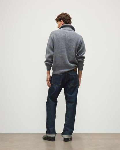 JOHNSTONS OF ELGIN KINNAIRD HALF ZIP SWEATER DONEGAL CASHMERE RIBBED ZIP NECK SWEATER GREY 100% CASHMERE KAA05985HA4270
