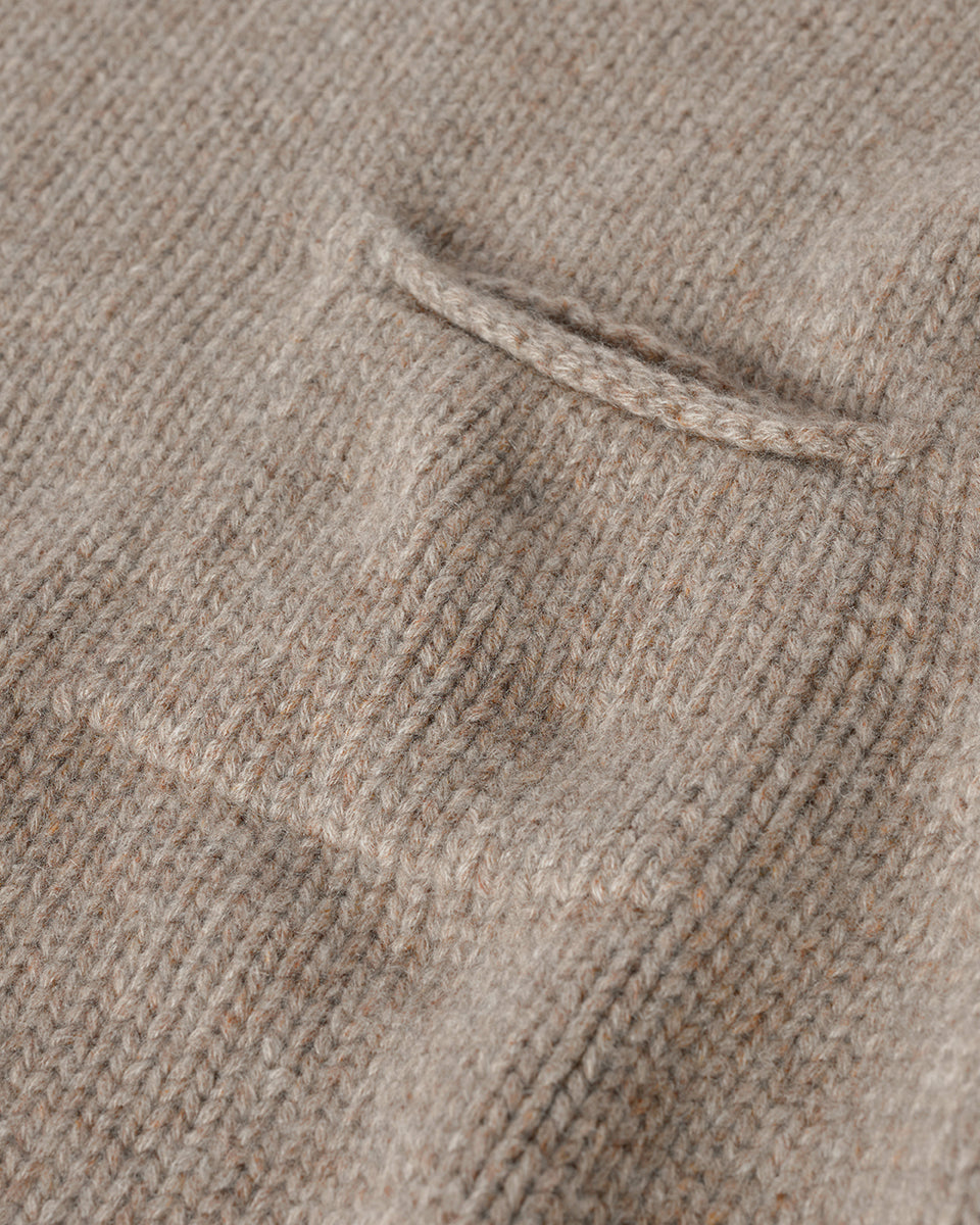 Johnstons of Elgin AW25 Men's Knitwear Ash Brown Cashmere Turtleneck Jumper details KAB05484HB4334