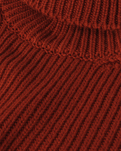 Johnstons of Elgin AW25 Women's Knitwear Oxblood Roll-Collar Red Cashmere Jumper Back View KAB05492SG4463