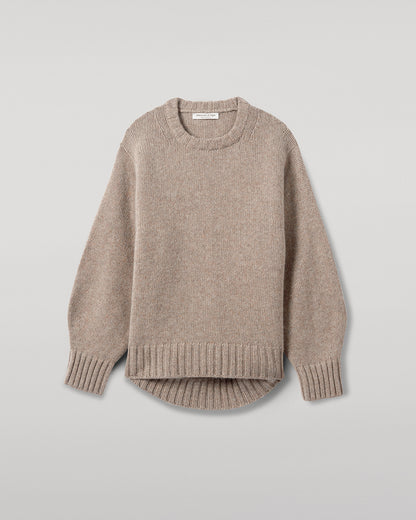 Johnstons of Elgin AW25 Women's Knitwear Ash Relaxed Brown Cashmere Jumper close up KAB05562HB4334