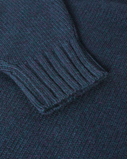 Johnstons of Elgin AW25 Women's Knitwear Heather Navy Relaxed Navy Cashmere Jumper details  KAB05562HD7321