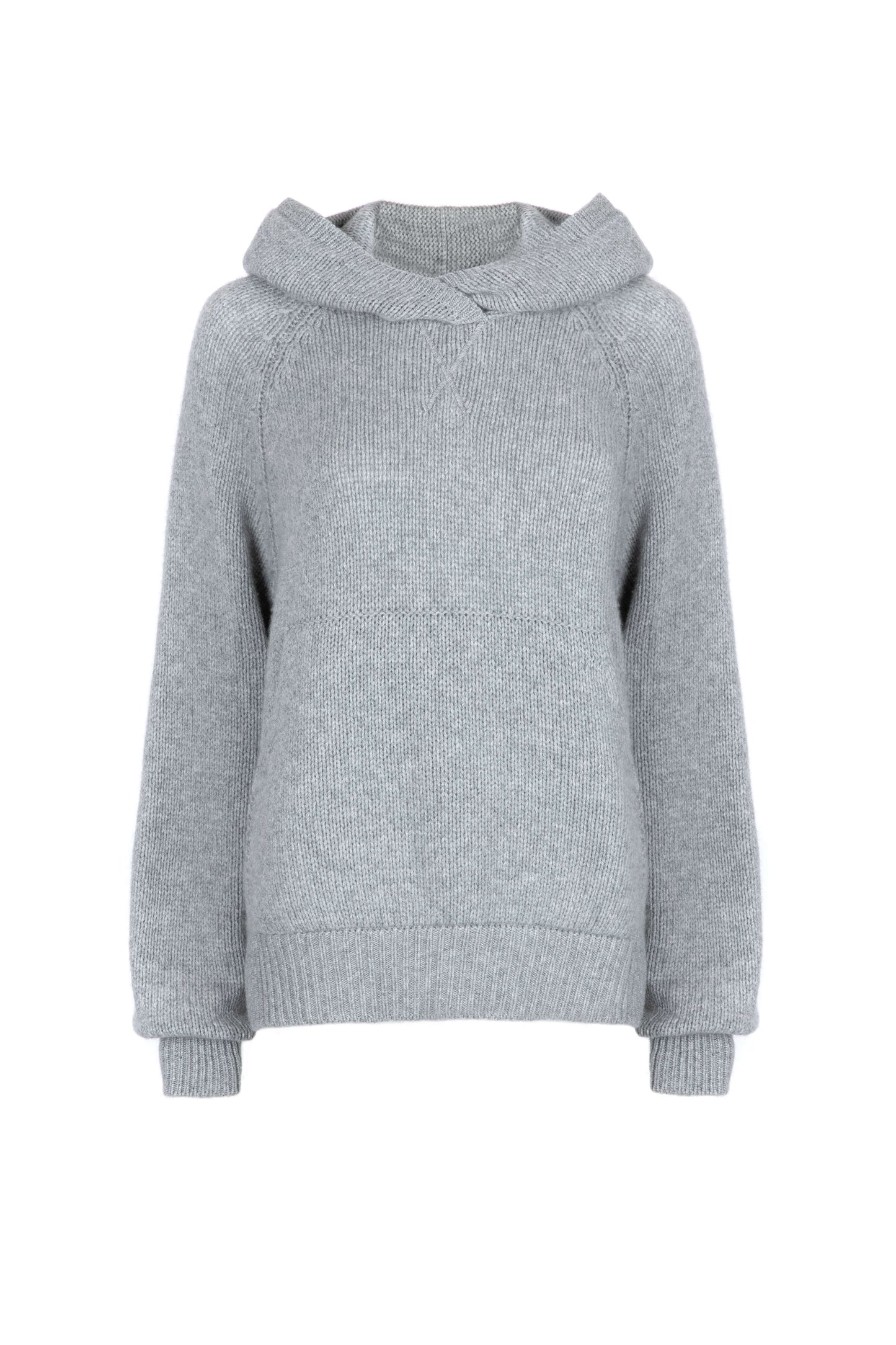 Johnstons of Elgin Womens Knitwear Light Grey Oversized Cashmere Hoodie KAC05050HA0308