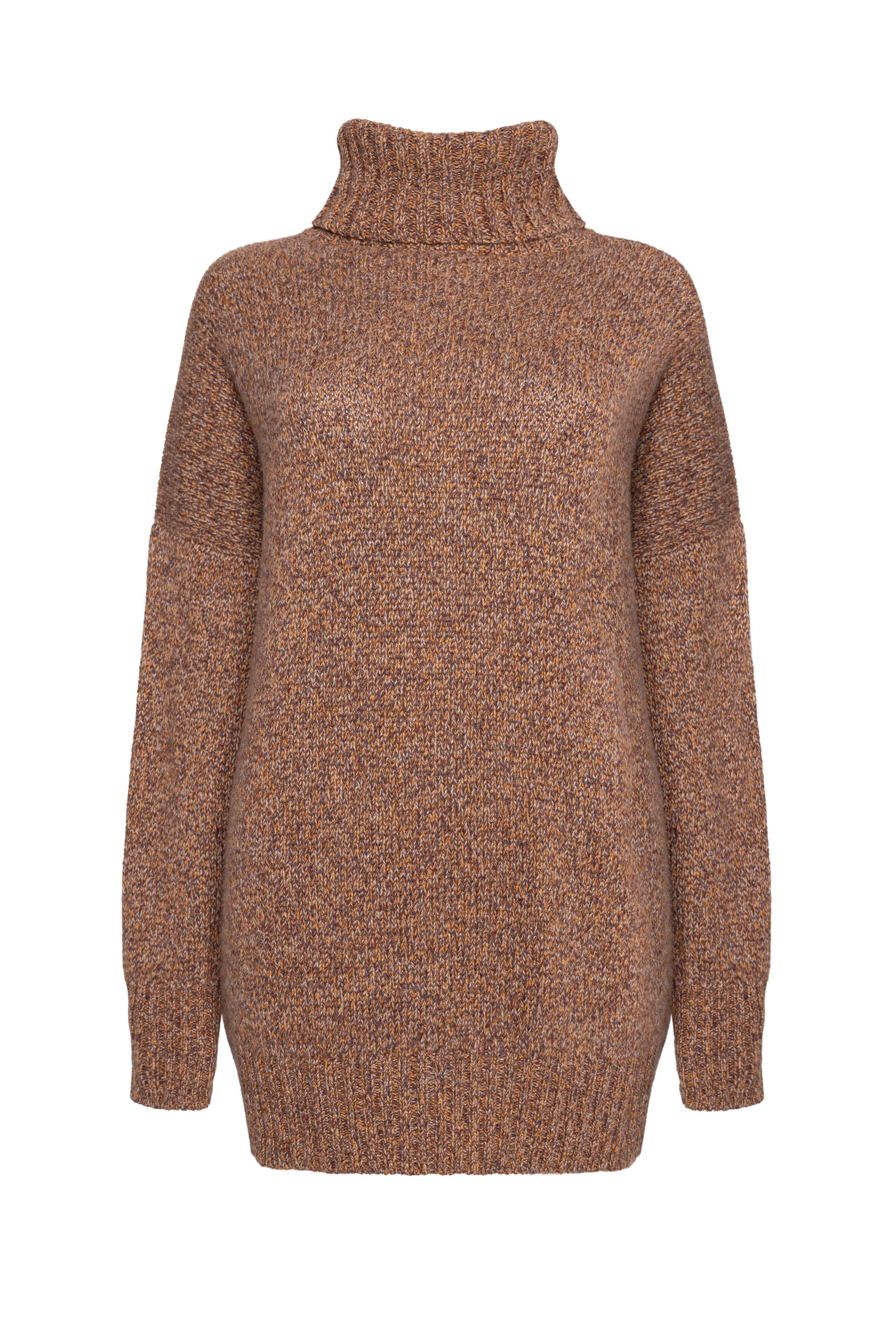 Johnstons of Elgin AW24 Women's Knitwear Dark Russet Marl Slouchy Cashmere Marl Roll Neck KAC05273004968