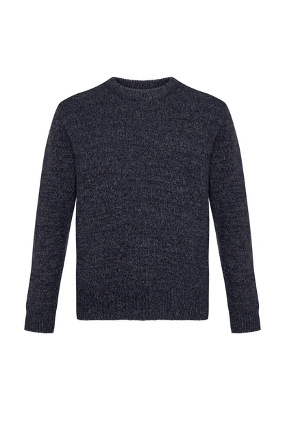 Johnstons of Elgin AW24 Men's Donegal Cashmere Marl Jumper in Dark Navy KAC05287004955