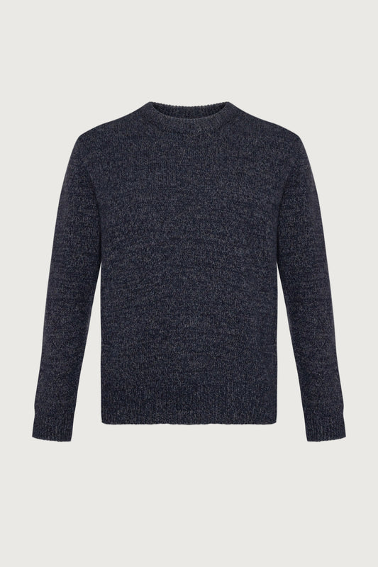 Johnstons of Elgin AW24 Men's Donegal Cashmere Marl Jumper in Dark Navy KAC05287004955