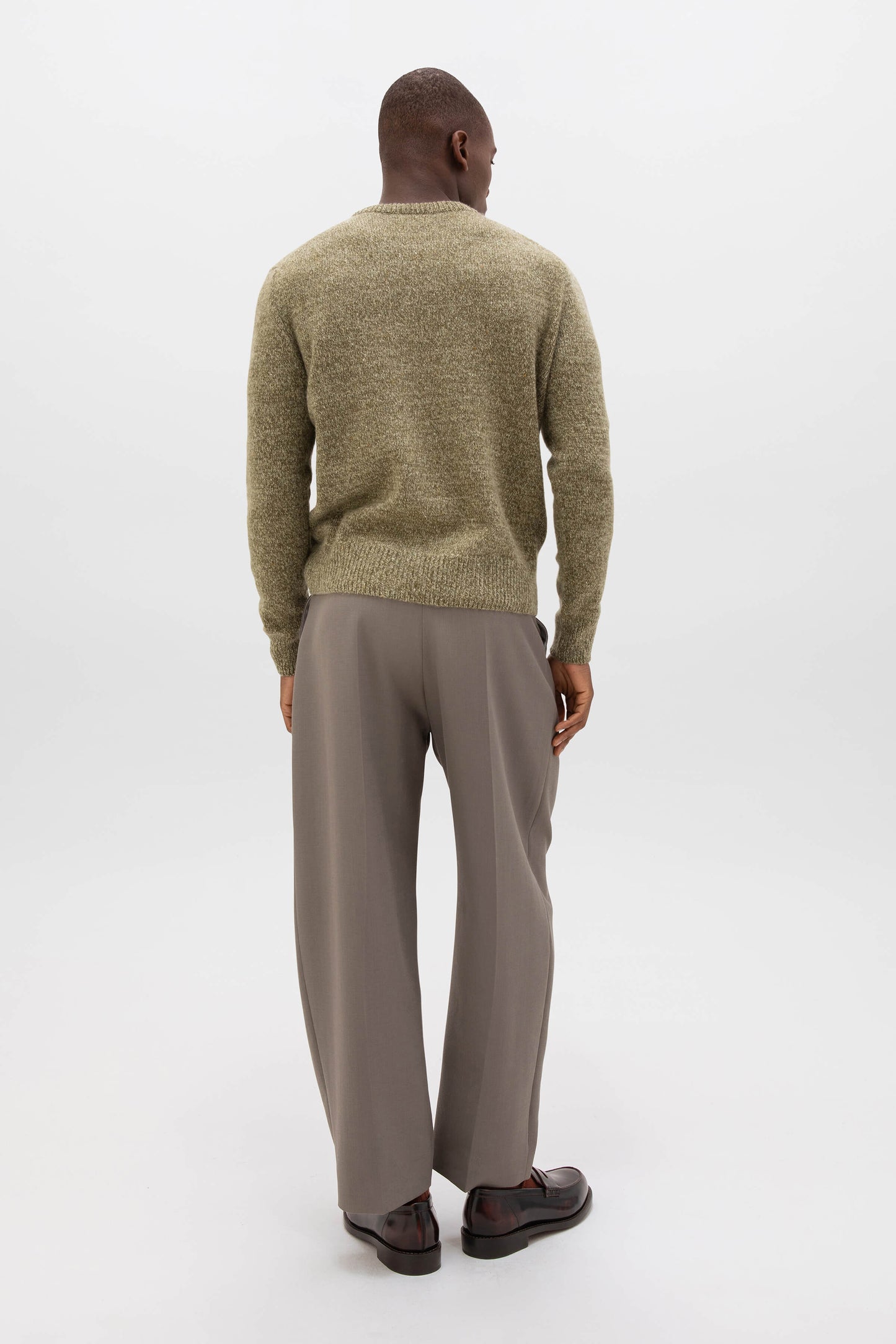 Johnstons of Elgin AW24 Men's Donegal Cashmere Marl Jumper in Lichen KAC05287004956