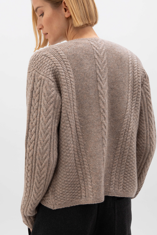 Aran Cable Cashmere Waterfall Cardigan