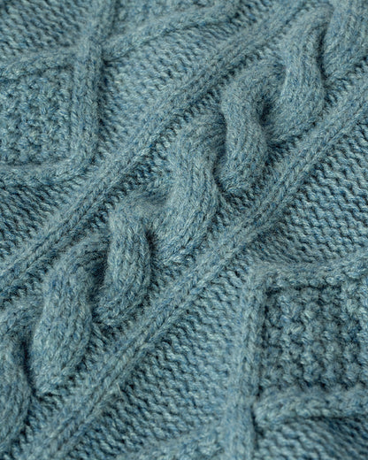 Johnstons of Elgin AW25 Women's Knitwear Seascape Aran Cable Green Cashmere Tank Details KAC05321HC0038