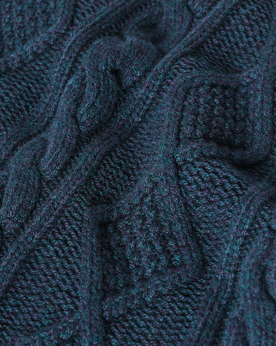 Johnstons of Elgin AW25 Women's Knitwear Heather Navy Aran Cable Navy Cashmere Tank Details KAC05321HD7321