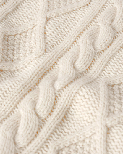 Johnstons of Elgin AW25 Women's Knitwear Champagne Aran Cable Cream Cashmere Tank Details KAC05321SA0502
