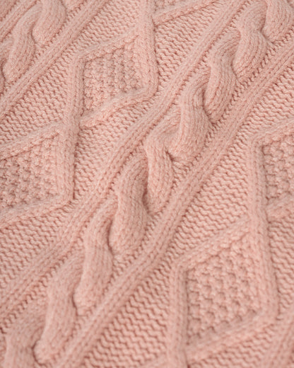 Johnstons of Elgin AW25 Women's Knitwear Nude Aran Cable Pink Cashmere Tank Details KAC05321SE0740