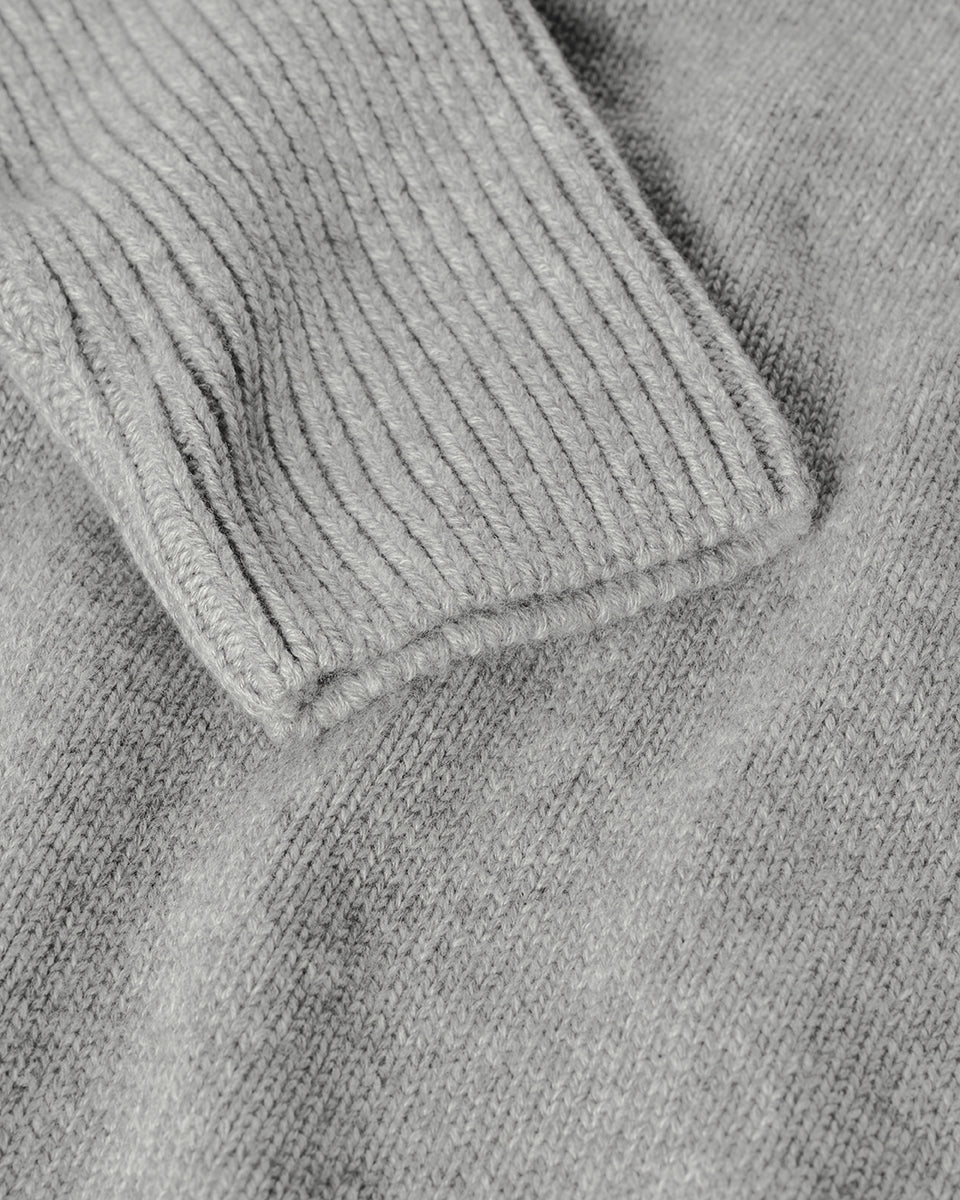 Johnstons of Elgin AW25 Men's Knitwear Light Grey Ribbed Grey Cashmere Jumper KAC05540HA0308