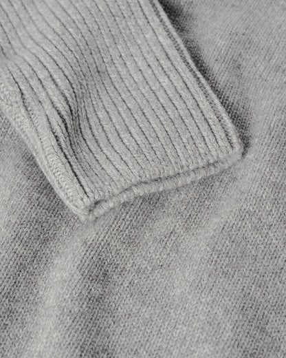 Johnstons of Elgin AW25 Men's Knitwear Light Grey Ribbed Grey Cashmere Jumper KAC05540HA0308