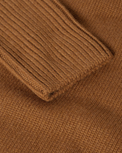 Johnstons of Elgin AW25 Men's Knitwear Dark Camel Ribbed Camel Cashmere Jumper KAC05540SB4620