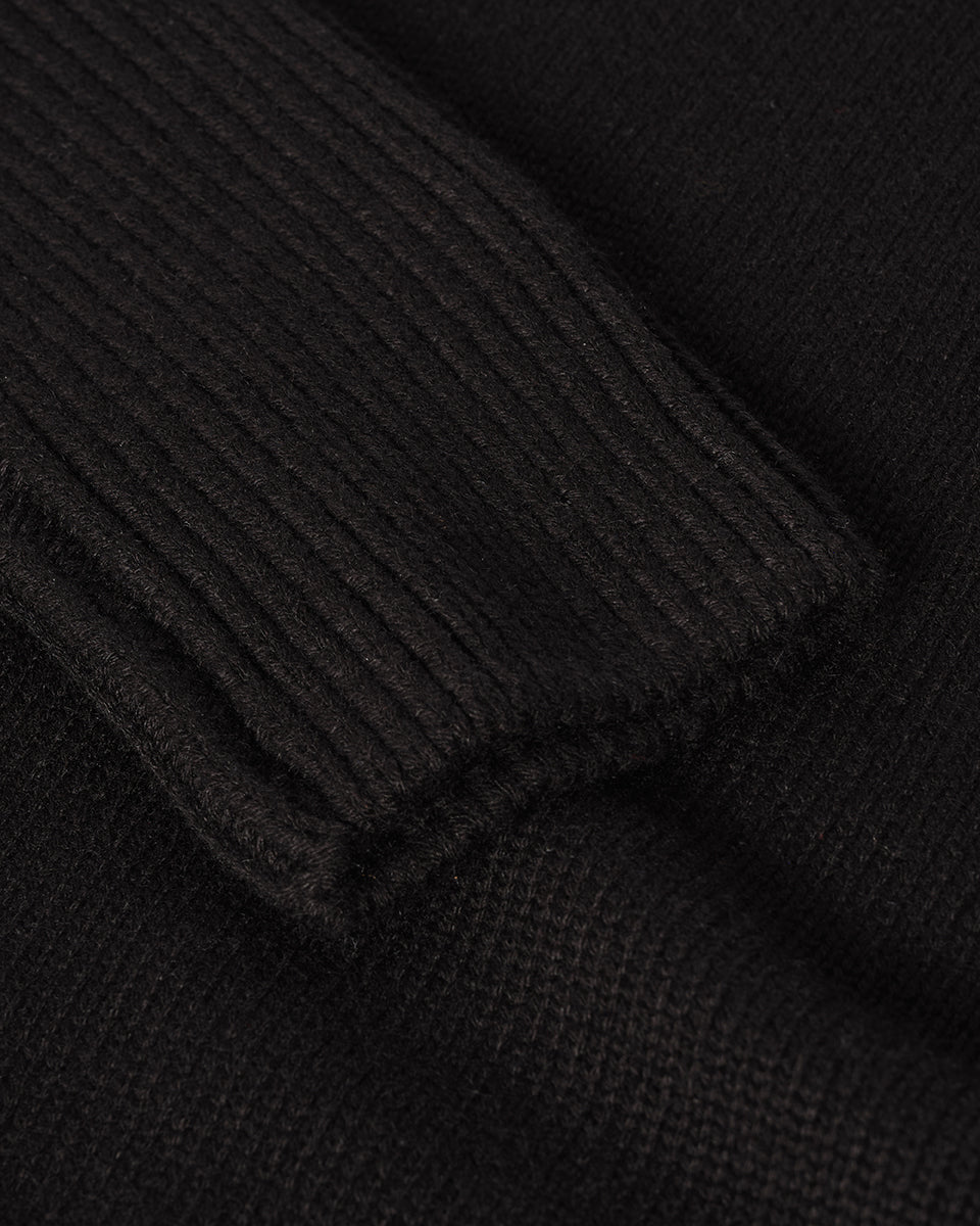 Johnstons of Elgin AW25 Men's Knitwear Black Ribbed Black Cashmere Jumper KAC05540SA7210