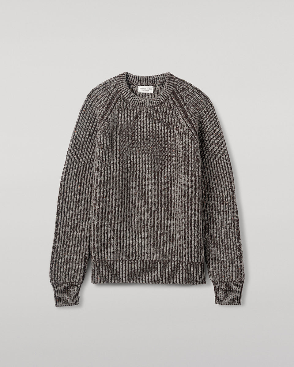 Grey Chunky Ribbed Donegal Jumper | Luxury Scottish Cashmere