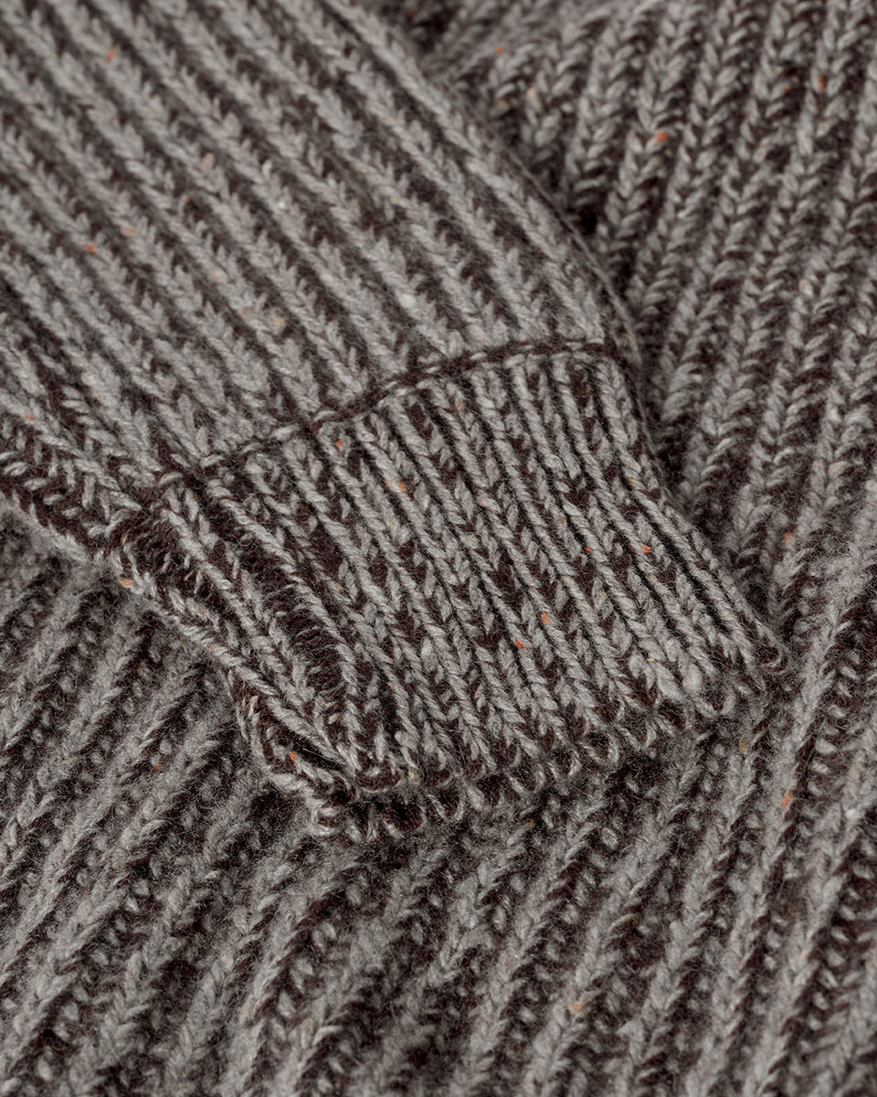 Grey Chunky Ribbed Donegal Jumper | Luxury Scottish Cashmere