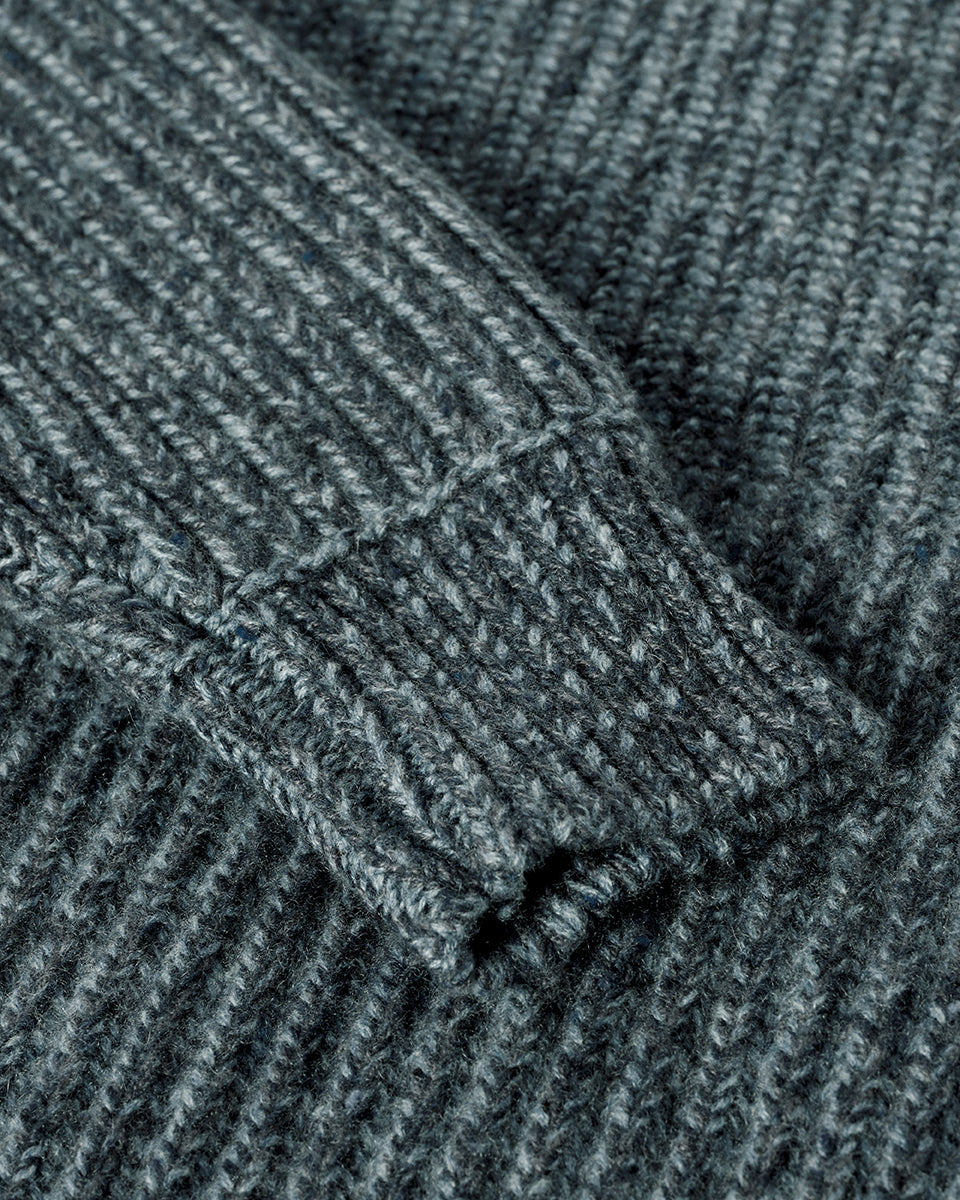 Johnstons of Elgin AW25 Women's Knitwear Storm Donegal & Seascape High Neck Donegal Cashmere Blue Jumper Details  KAC05590Q25392