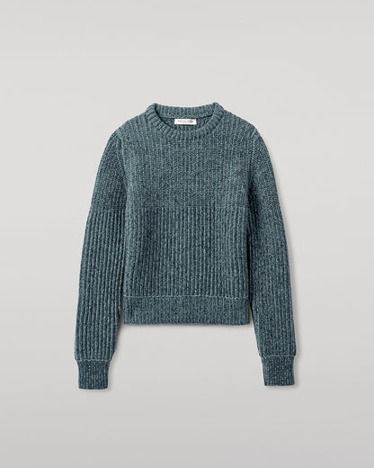 Johnstons of Elgin AW25 Women's Knitwear Storm Donegal & Seascape High Neck Donegal Cashmere Blue Jumper Details  KAC05590Q25392