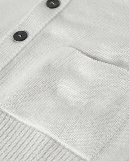 Johnstons of Elgin AW25 Men's Knitwear Zinc White Ribbed Cashmere White Cardigan KAC05601HA0371