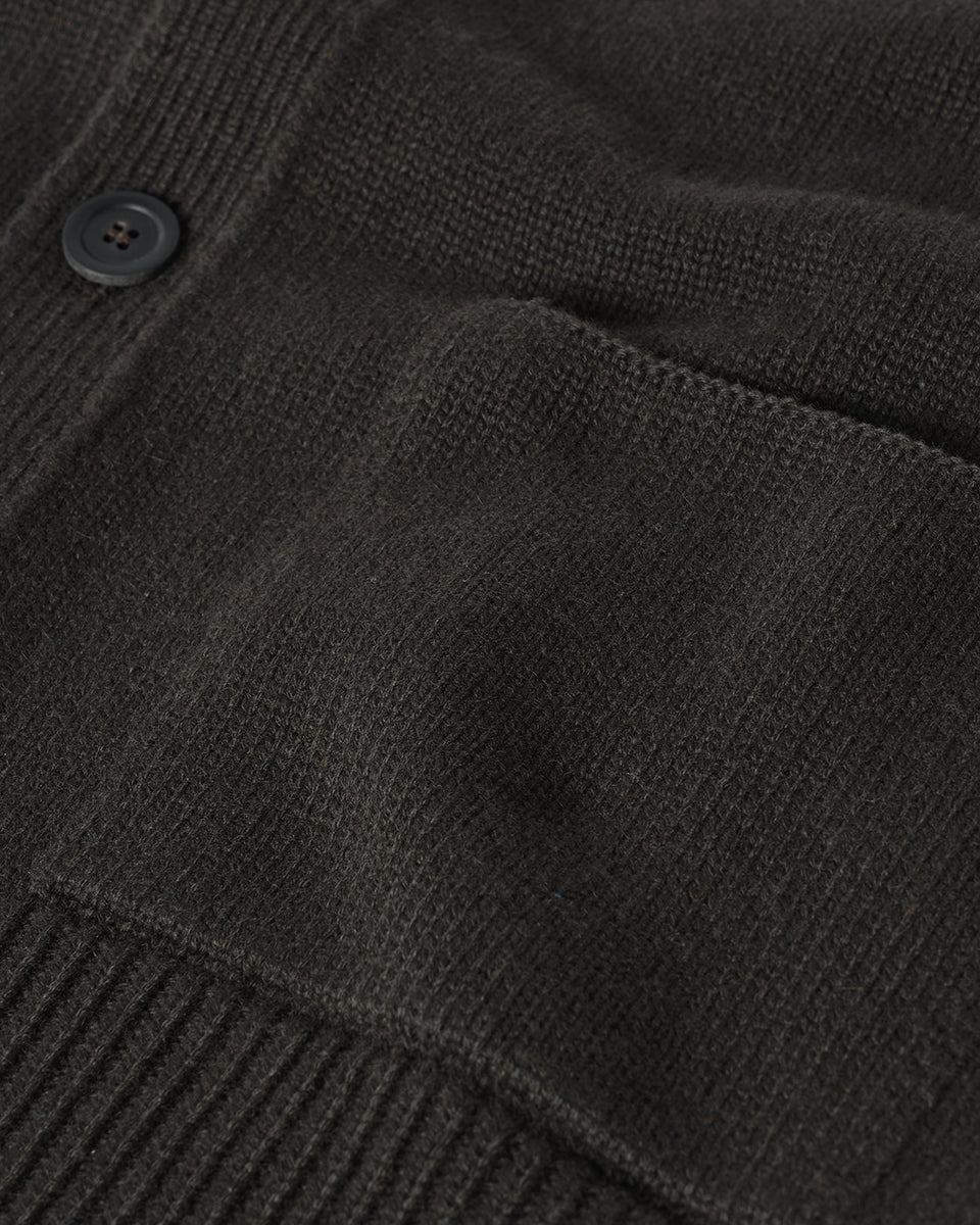 Johnstons of Elgin AW25 Men's Knitwear Iron Ribbed Cashmere Grey Cardigan details KAC05601SC7330