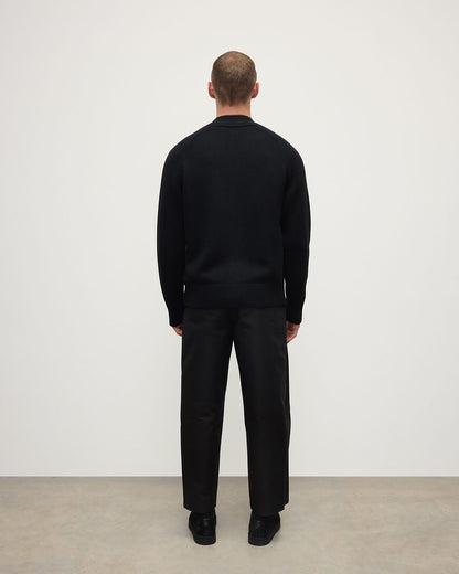 Johnstons of Elgin AW25 Men's Knitwear Black Ribbed Cashmere Black Cardigan  KAC05601SA7210